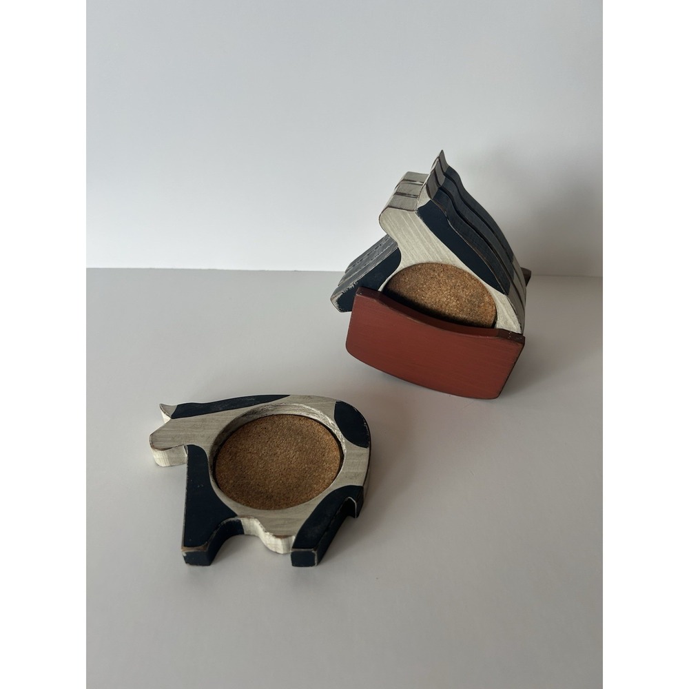 Rustic Cow Print Coaster Set – Country Western Farmhouse Kitchen Décor